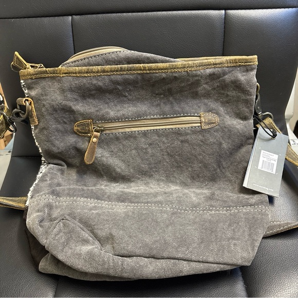 Myra Bag Textured Black, White, and Brown Shoulder Bag - Picture 3 of 5